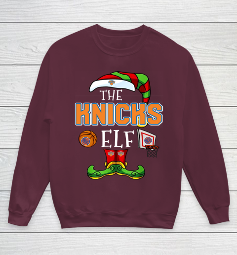New York Knicks Christmas ELF Funny NBA Youth Sweatshirt 4