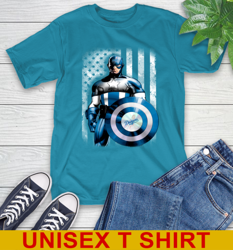 Los Angeles Dodgers MLB Baseball Captain America Marvel Avengers American Flag Shirt T-Shirt 9