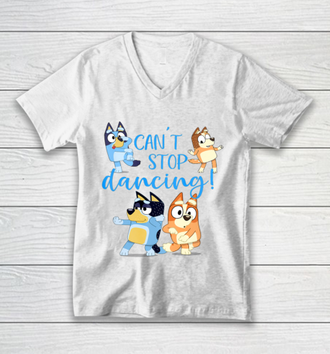 Bluey Dad Cant Stop Dancing For Father Day V-Neck T-Shirt 2