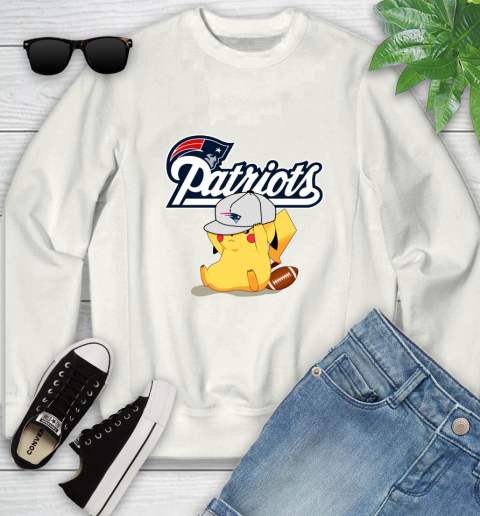 NFL Pikachu Football Sports New England Patriots Youth Sweatshirt