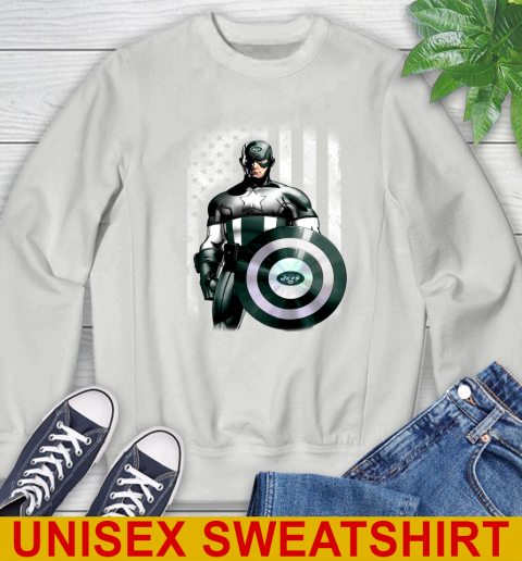 New York Jets NFL Football Captain America Marvel Avengers American Flag Shirt Sweatshirt 5