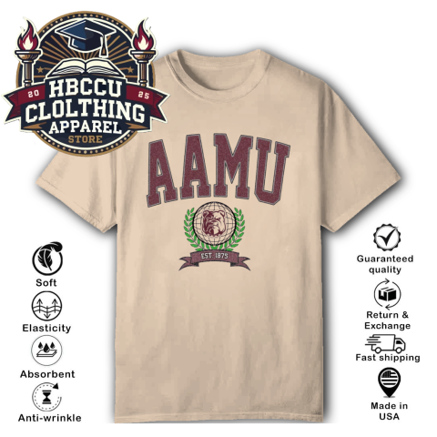 Alabama A&M Bulldog HBCU T-Shirt zmxo alabama aamp m bulldog hbcu classic t shirt 2 front natural HBCU Clothing Apparel