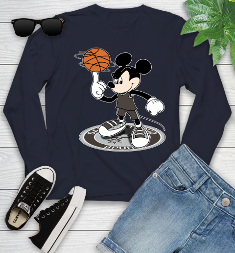 NBA Basketball San Antonio Spurs Cheerful Mickey Disney Shirt Youth Long Sleeve 3