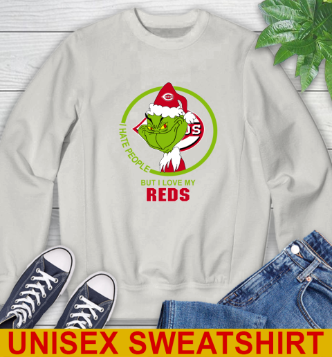 Cincinnati Reds MLB Christmas Grinch I Hate People But I Love My Favorite Baseball Team Sweatshirt 12