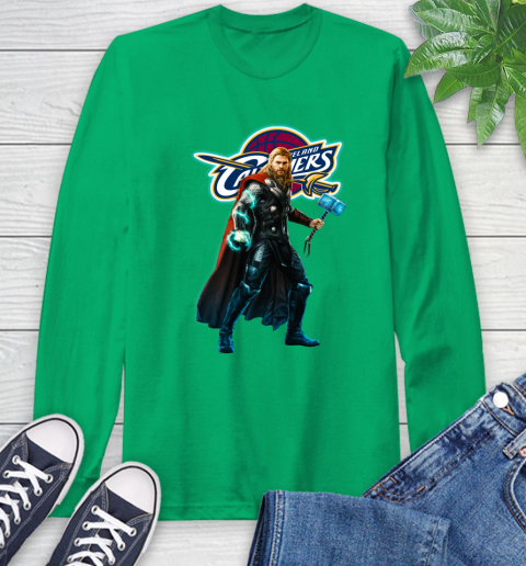 NBA Thor Avengers Endgame Basketball Cleveland Cavaliers Long Sleeve T-Shirt 7
