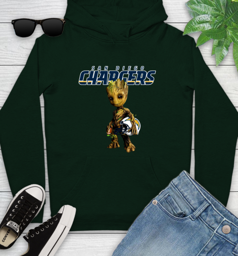 Los Angeles Chargers NFL Football Groot Marvel Guardians Of The Galaxy Youth Hoodie 13