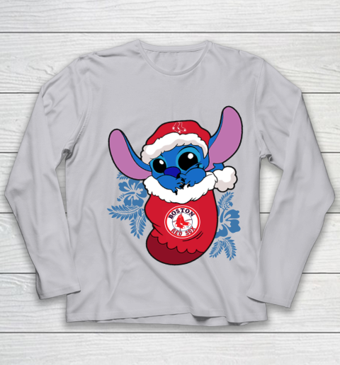 Boston Red Sox Christmas Stitch In The Sock Funny Disney MLB Youth Long Sleeve 5