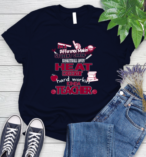Miami Heat NBA I'm A Difference Making Student Caring Basketball Loving Kinda Teacher Women's T-Shirt 2