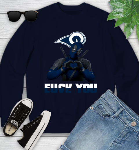 NHL Los Angeles Rams Deadpool Love You Fuck You Football Sports Youth Sweatshirt 2