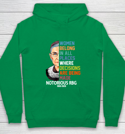 Notorious RBG 1933  2020 Women Belong In All Places Ruth Bader Ginsburg Youth Hoodie 4