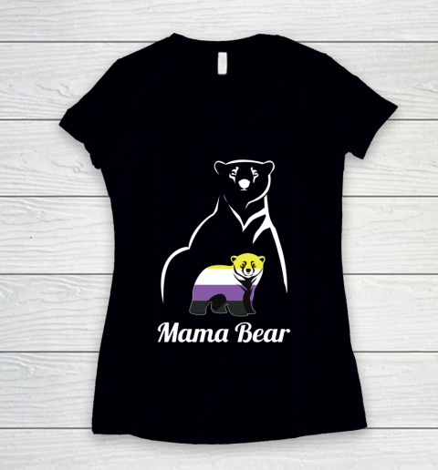 Non Binary Mama Bear LGBT Gift Women's V-Neck T-Shirt