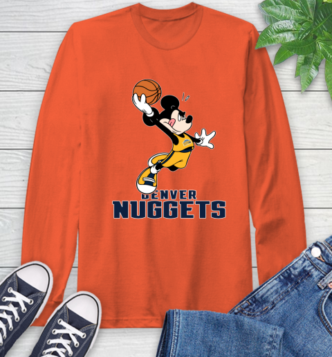 NBA Basketball Denver Nuggets Cheerful Mickey Mouse Shirt Long Sleeve T-Shirt 5