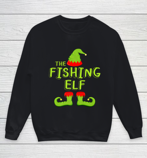 The Fishing Elf T Shirt Matching Group Christmas Costume Youth Sweatshirt