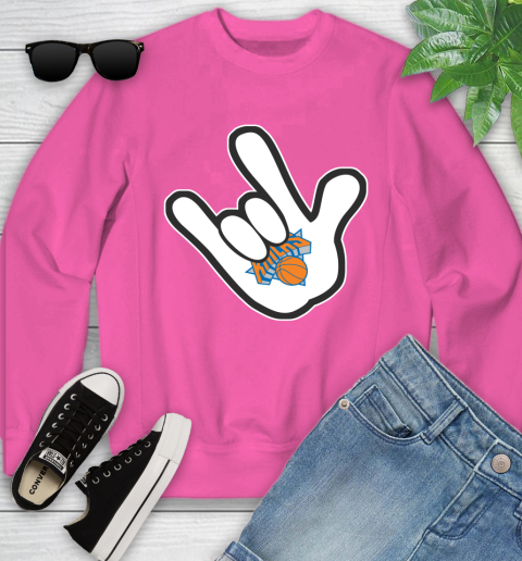 New York Knicks NBA Basketball Mickey Rock Hand Disney Youth Sweatshirt 7