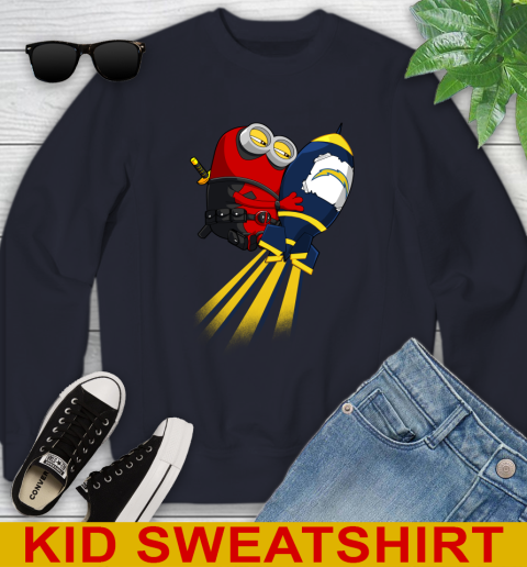 NFL Football Los Angeles Chargers Deadpool Minion Marvel Shirt Youth Sweatshirt 2