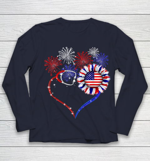 Patriotic Nurse 4th Of July American Flag Independence Day Youth Long Sleeve 2
