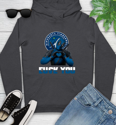 NBA Minnesota Timberwolves Deadpool Love You Fuck You Basketball Sports Youth Hoodie 8