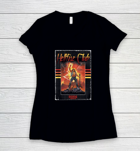 Stranger Things 4 Eddie Munson Hellfire Club Guitar Power Women's V-Neck T-Shirt