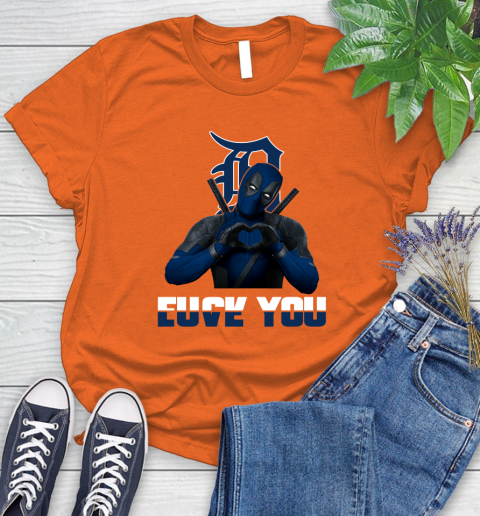 MLB Detroit Tigers Deadpool Love You Fuck You Baseball Sports Women's T-Shirt - Image 4