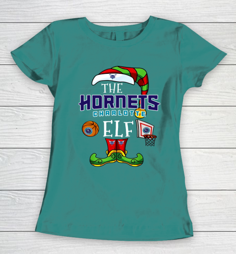 Charlotte Hornets Christmas ELF Funny NBA Women's T-Shirt 10