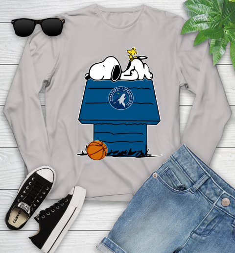 Minnesota Timberwolves NBA Basketball Snoopy Woodstock The Peanuts Movie Youth Long Sleeve 12