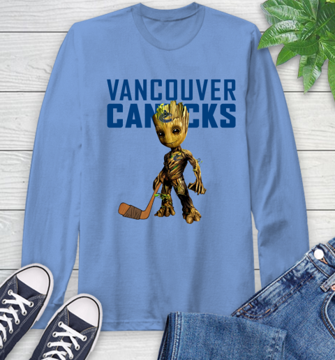 Vancouver Canucks NHL Hockey Groot Marvel Guardians Of The Galaxy Long Sleeve T-Shirt 11