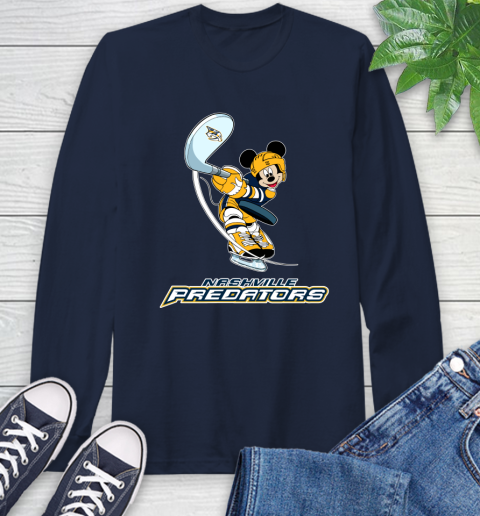 NHL Hockey Nashville Predators Cheerful Mickey Mouse Shirt Long Sleeve T-Shirt 4