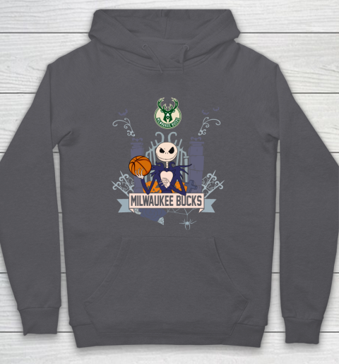 NBA Milwaukee Bucks Basketball Jack Skellington Halloween Hoodie 4
