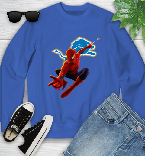 NFL Spider Man Avengers Endgame Football Detroit Lions Youth Sweatshirt 8