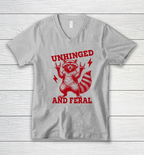 Unhinged And Feral Raccoon V-Neck T-Shirt 2