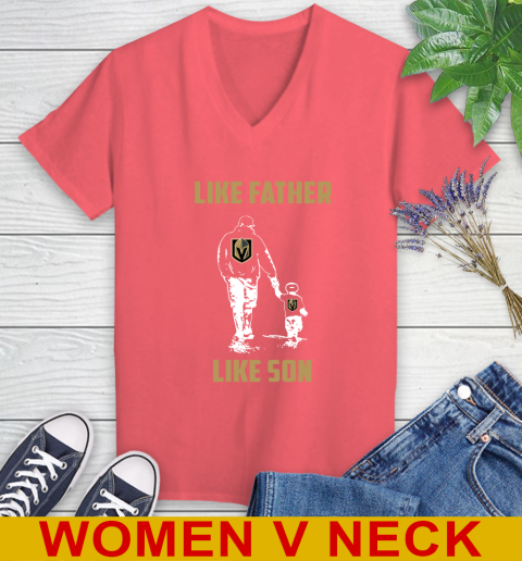 Vegas Golden Knights NHL Hockey Like Father Like Son Sports Women's V-Neck T-Shirt 6