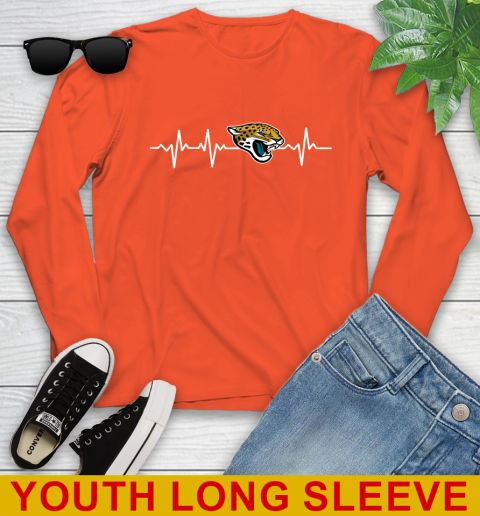Jacksonville Jaguars NFL Football Heart Beat Shirt Youth Long Sleeve 4 Jacksonville Jaguars NFL Football Heart Beat Shirt Youth Long Sleeve - Image 4