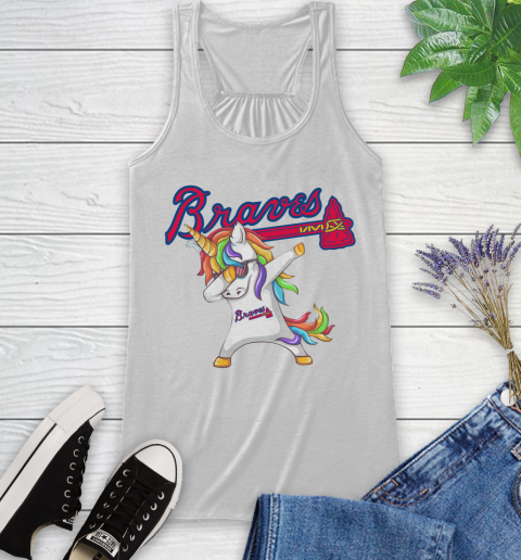 Atlanta Braves MLB Baseball Funny Unicorn Dabbing Sports Racerback Tank