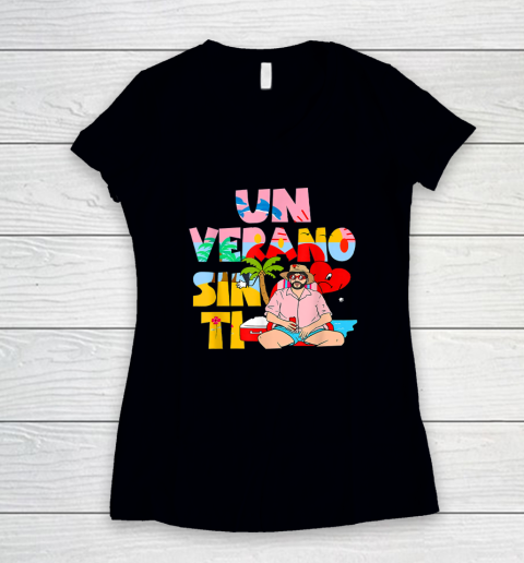 B Bunny Un Verano Worlds Tour Sin Ti Merch Women's V-Neck T-Shirt