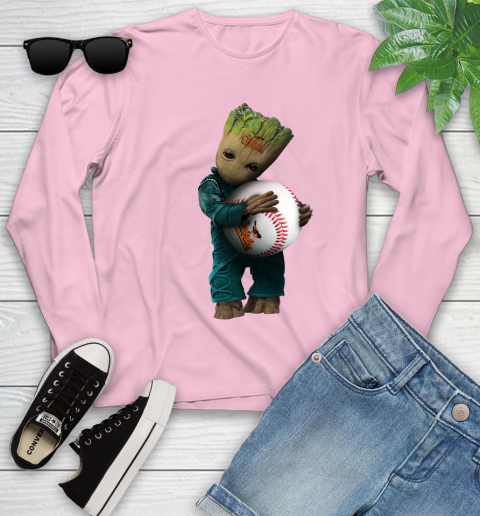 MLB Groot Guardians Of The Galaxy Baseball Sports Baltimore Orioles Youth Long Sleeve 10