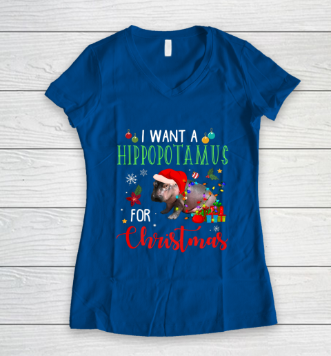 I Want A Hippopotamus For Christmas Hippo Fiona Women's V-Neck T-Shirt 7