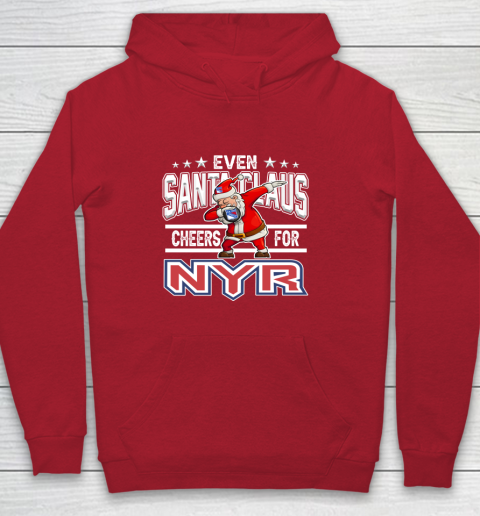 New York Rangers Even Santa Claus Cheers For Christmas NHL Youth Hoodie 7