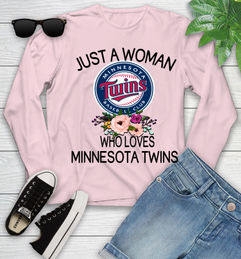 MLB Just A Woman Who Loves Minnesota Twins Baseball Sports Youth Long Sleeve 7