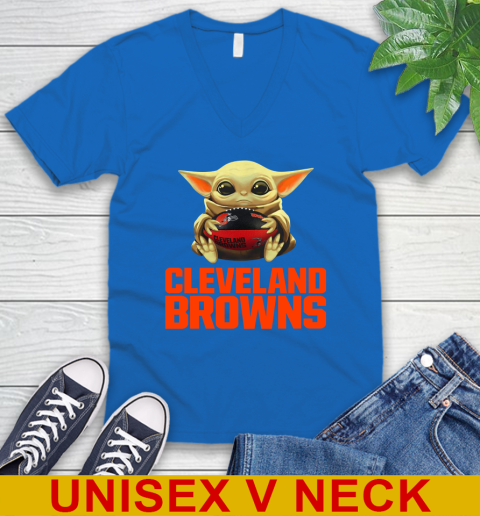 NFL Football Cleveland Browns Baby Yoda Star Wars Shirt V-Neck T-Shirt 6