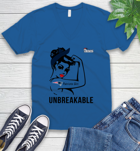 NFL New England Patriots Girl Unbreakable Football Sports V-Neck T-Shirt 3