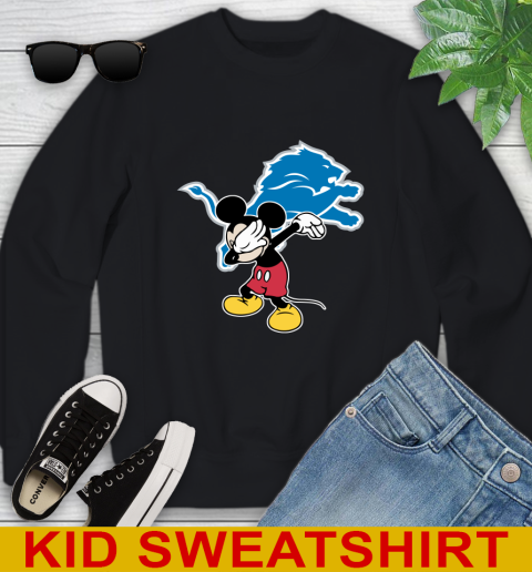 Detroit Lions NFL Football Dabbing Mickey Disney Sports Youth Sweatshirt 2
