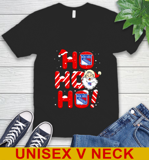 New York Rangers NHL Hockey Ho Ho Ho Santa Claus Merry Christmas Shirt V-Neck T-Shirt
