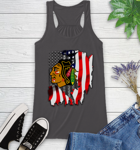 Chicago Blackhawks NHL Hockey American Flag Racerback Tank 11