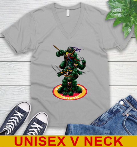 NFL Football Kansas City Chiefs Teenage Mutant Ninja Turtles Shirt V-Neck T-Shirt 4