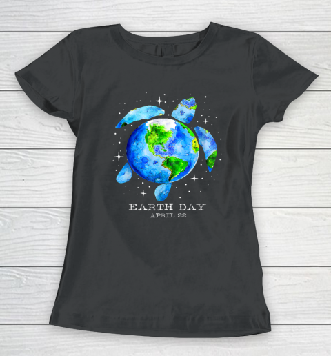Earth Day Shirt Restore Earth Sea Turtle Art Save the Planet Women's T-Shirt