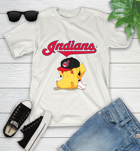 MLB Pikachu Baseball Sports Cleveland Indians Youth T-Shirt