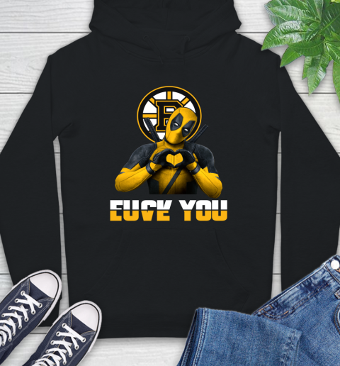 NHL Boston Bruins Deadpool Love You Fuck You Hockey Sports Hoodie