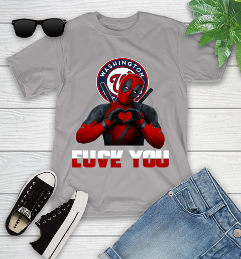 MLB Washington Nationals Deadpool Love You Fuck You Baseball Sports Youth T-Shirt 19