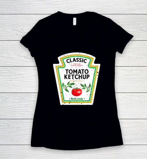 Ketchup Halloween 2022 Costume Matching Couple Mustard Mayo Women's V-Neck T-Shirt