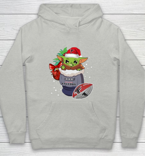 Atlanta Falcons Christmas Baby Yoda Star Wars Funny Happy NFL Youth Hoodie 2